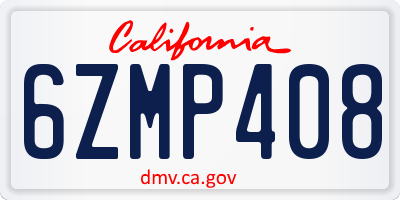 CA license plate 6ZMP408
