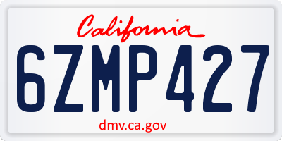 CA license plate 6ZMP427