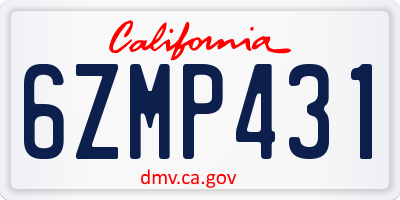 CA license plate 6ZMP431