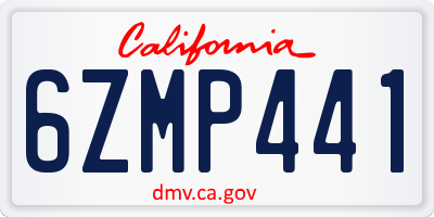CA license plate 6ZMP441