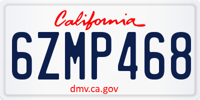 CA license plate 6ZMP468