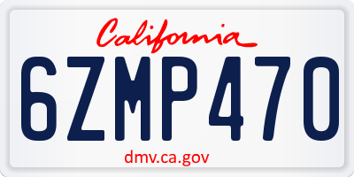 CA license plate 6ZMP470