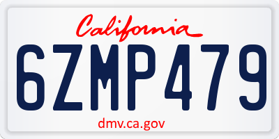 CA license plate 6ZMP479