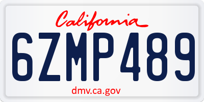 CA license plate 6ZMP489