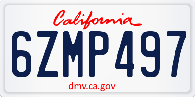 CA license plate 6ZMP497