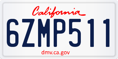 CA license plate 6ZMP511
