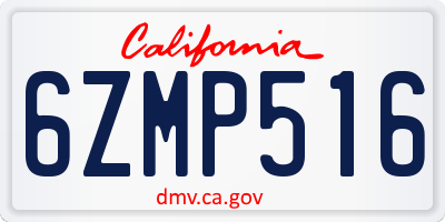 CA license plate 6ZMP516