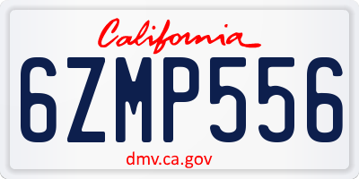 CA license plate 6ZMP556