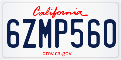 CA license plate 6ZMP560