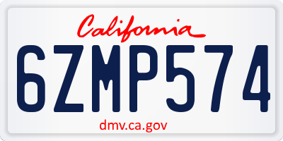 CA license plate 6ZMP574