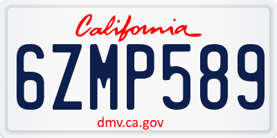 CA license plate 6ZMP589