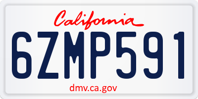 CA license plate 6ZMP591