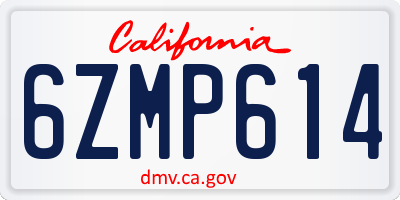 CA license plate 6ZMP614