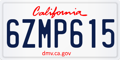 CA license plate 6ZMP615
