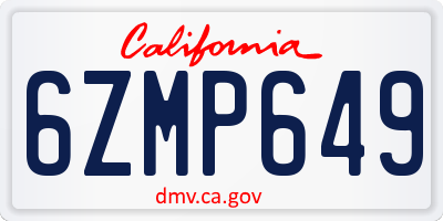 CA license plate 6ZMP649
