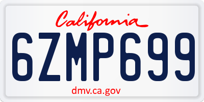 CA license plate 6ZMP699