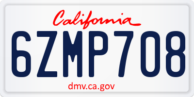 CA license plate 6ZMP708