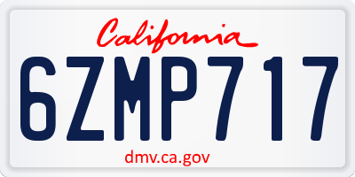CA license plate 6ZMP717