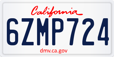 CA license plate 6ZMP724