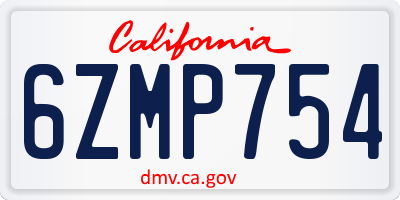 CA license plate 6ZMP754