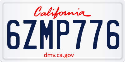 CA license plate 6ZMP776