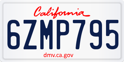 CA license plate 6ZMP795