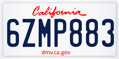 CA license plate 6ZMP883