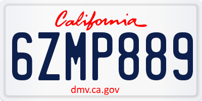 CA license plate 6ZMP889