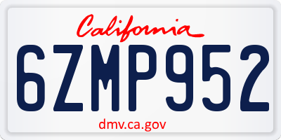 CA license plate 6ZMP952