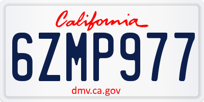 CA license plate 6ZMP977