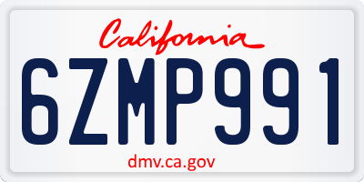 CA license plate 6ZMP991