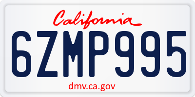 CA license plate 6ZMP995