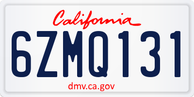 CA license plate 6ZMQ131
