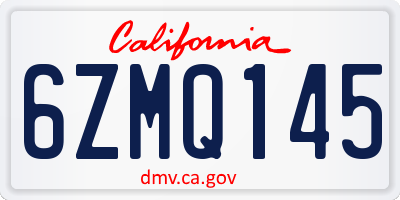 CA license plate 6ZMQ145
