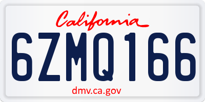 CA license plate 6ZMQ166