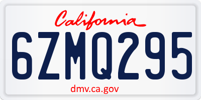 CA license plate 6ZMQ295