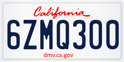 CA license plate 6ZMQ300