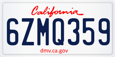 CA license plate 6ZMQ359