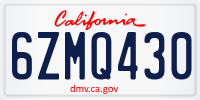 CA license plate 6ZMQ430