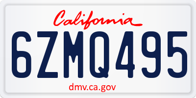 CA license plate 6ZMQ495