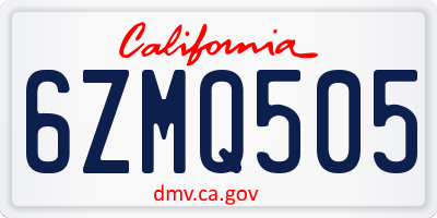 CA license plate 6ZMQ505
