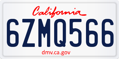 CA license plate 6ZMQ566