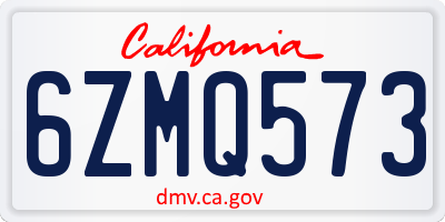 CA license plate 6ZMQ573