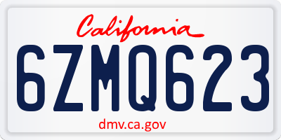 CA license plate 6ZMQ623