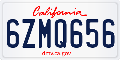 CA license plate 6ZMQ656