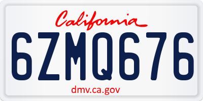 CA license plate 6ZMQ676