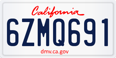 CA license plate 6ZMQ691
