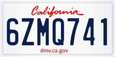 CA license plate 6ZMQ741