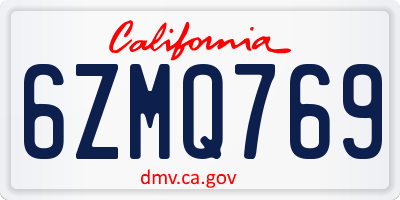 CA license plate 6ZMQ769