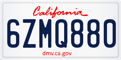 CA license plate 6ZMQ880